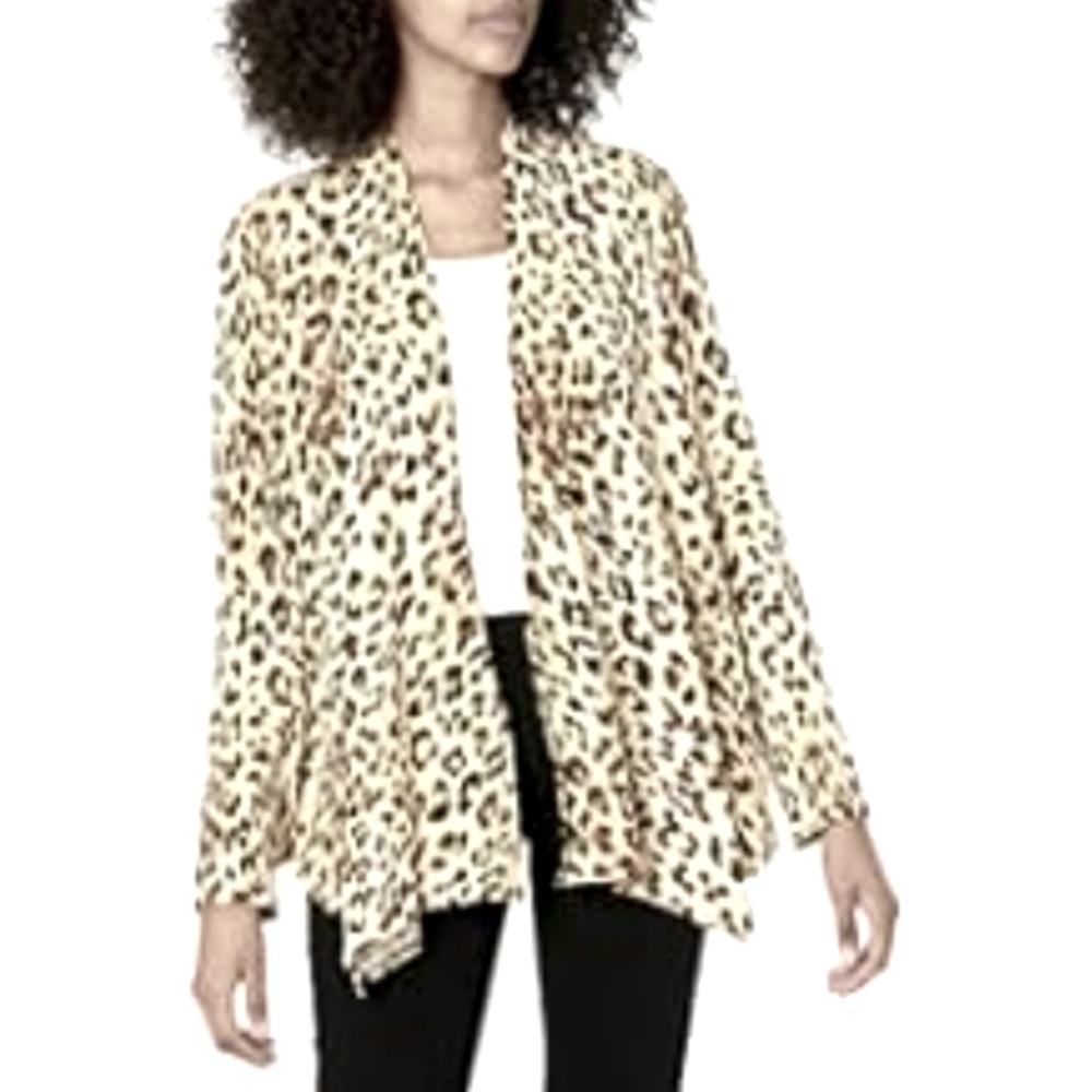 (S)🚨Elie Tahari🚨 💯Silk & Cashmere Blend Waterfall Cardigan Sz S Ptp 19"×L2…